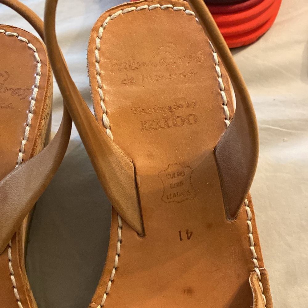 Tan Nubuck Cork Espadrille Wedge Slingback - Picture 13 of 16